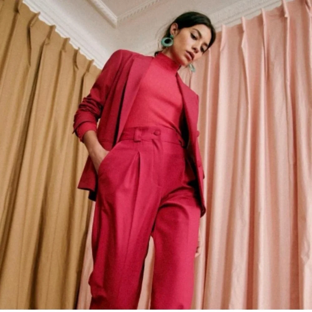 Sezane Raspberry Double-Breasted Blazer - Picture 2 of 11